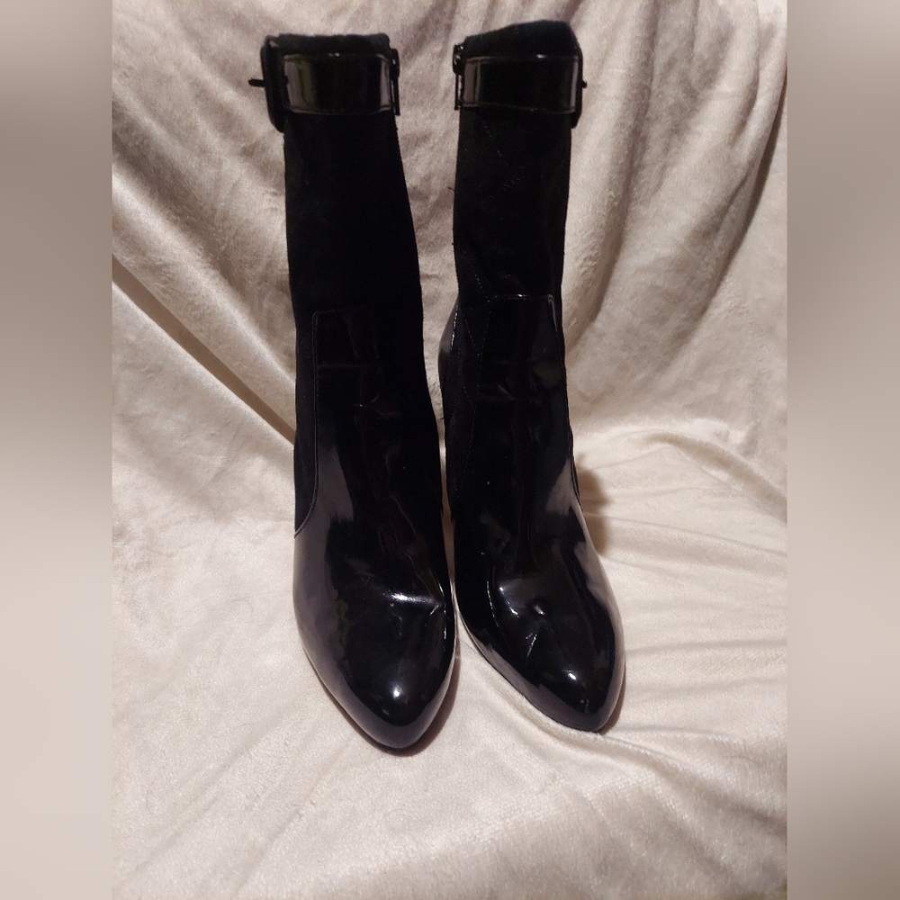 Naturalizer Patent Black and Suede Boots